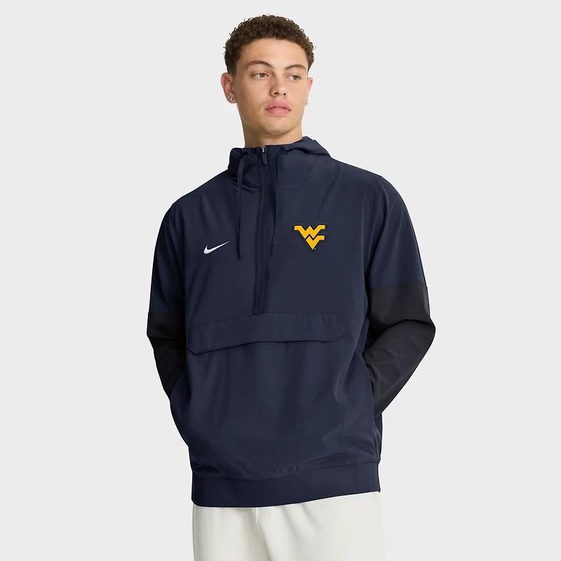 Veste à capuche Nike bleu marine West Virginia Mountaineers demi-zip pour homme