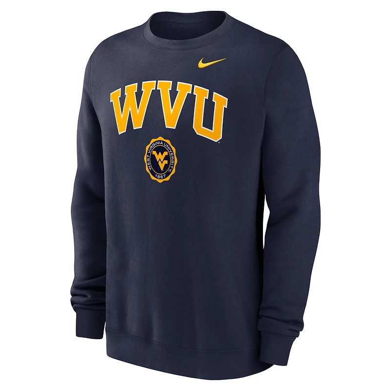 Sweat-shirt à enfiler Arched Seal bleu marine Nike West Virginia Mountaineers pour homme