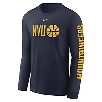 T-shirt à manches longues Nike bleu marine West Virginia Mountaineers Basketball Icon Two-Hit pour homme