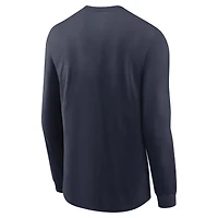 T-shirt à manches longues Nike bleu marine West Virginia Mountaineers Basketball Icon Two-Hit pour homme