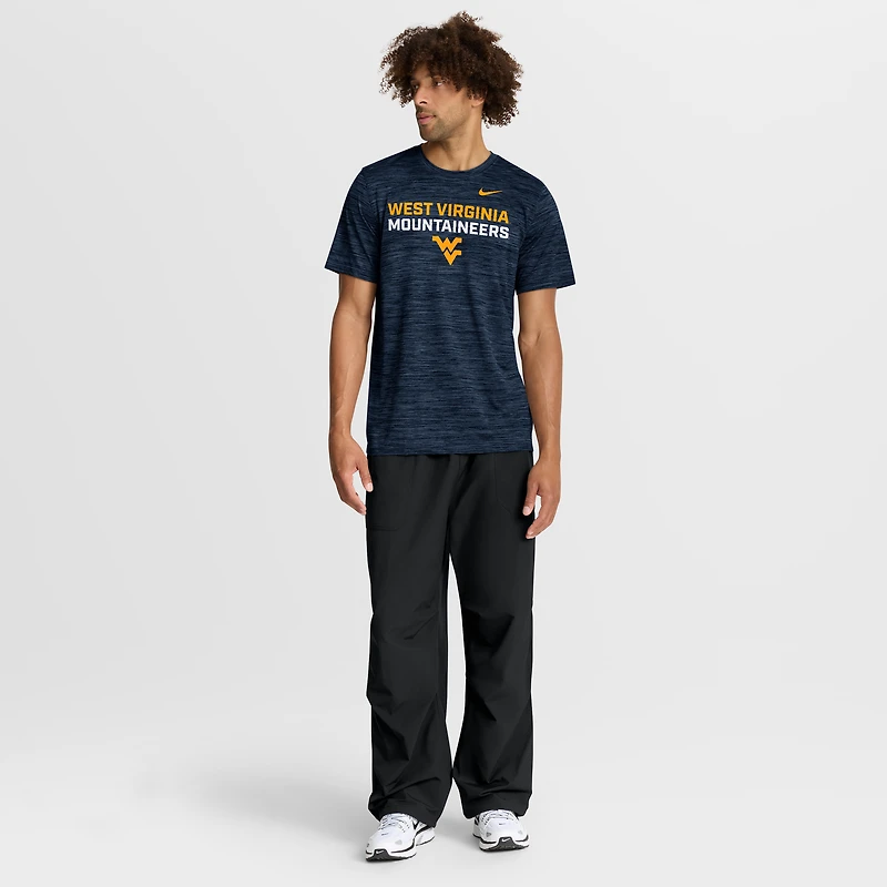 T-shirt Nike bleu marine West Virginia Mountaineers Campus Center Stack Velocity Performance pour homme