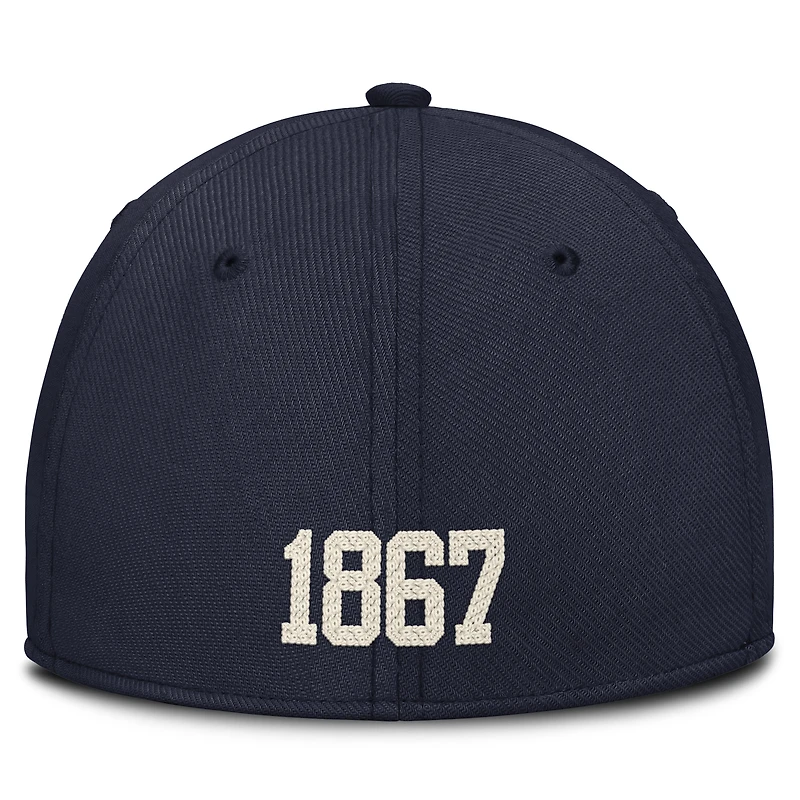Casquette Nike Flex pour homme, bleu marine, West Virginia Mountaineers Campus Prep, logo Swooshflex Chained & Arched