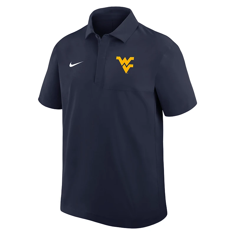 Polo Nike Dri-FIT bleu marine pour homme, modèle Coaches Sideline des Mountaineers de Virginie-Occidentale