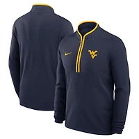 Pull Nike bleu marine West Virginia Mountaineers Courtside Victory Dri-FIT à demi-zip pour homme