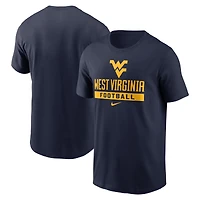 T-shirt de football Nike pour hommes, bleu marine, West Virginia Mountaineers