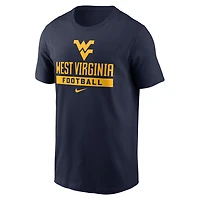 T-shirt de football Nike pour hommes, bleu marine, West Virginia Mountaineers