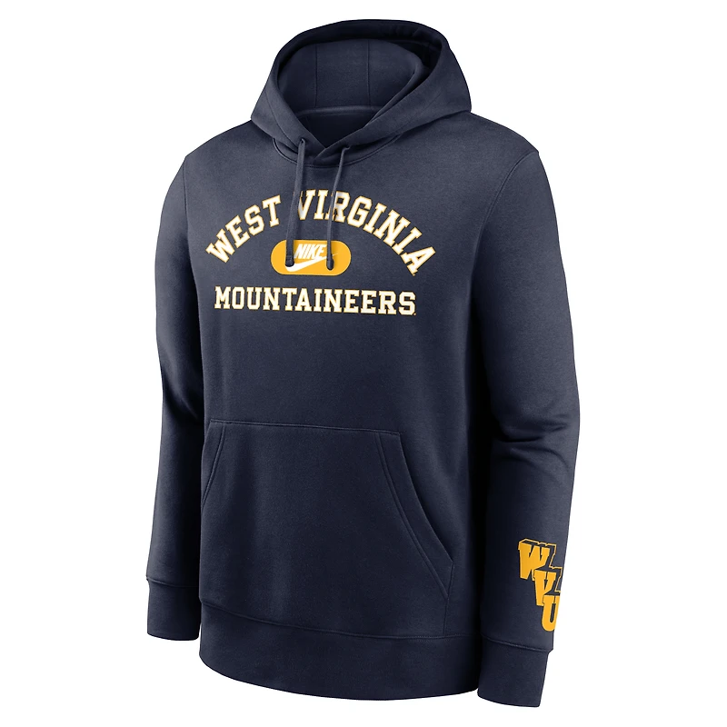 Sweat à capuche Nike Navy West Virginia Mountaineers Legacy Foundational Two-Hit Club Performance pour homme