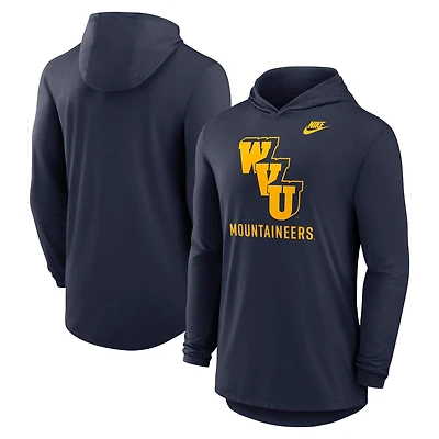 Men's Nike Navy West Virginia Mountaineers Legacy Tri-Blend Dri-FIT Long Sleeve Hoodie T-Shirt