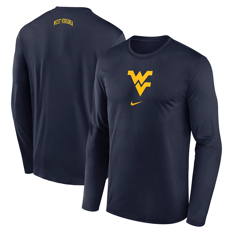 T-shirt à manches longues Nike West Virginia Mountaineers On-Court Basketball Performance pour homme