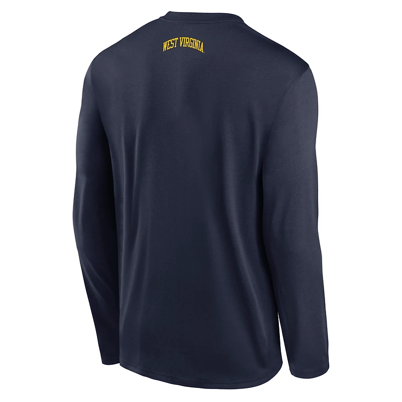 T-shirt à manches longues Nike West Virginia Mountaineers On-Court Basketball Performance pour homme