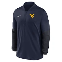 Pull Nike bleu marine West Virginia Mountaineers One Goal Performance à demi-zip pour homme