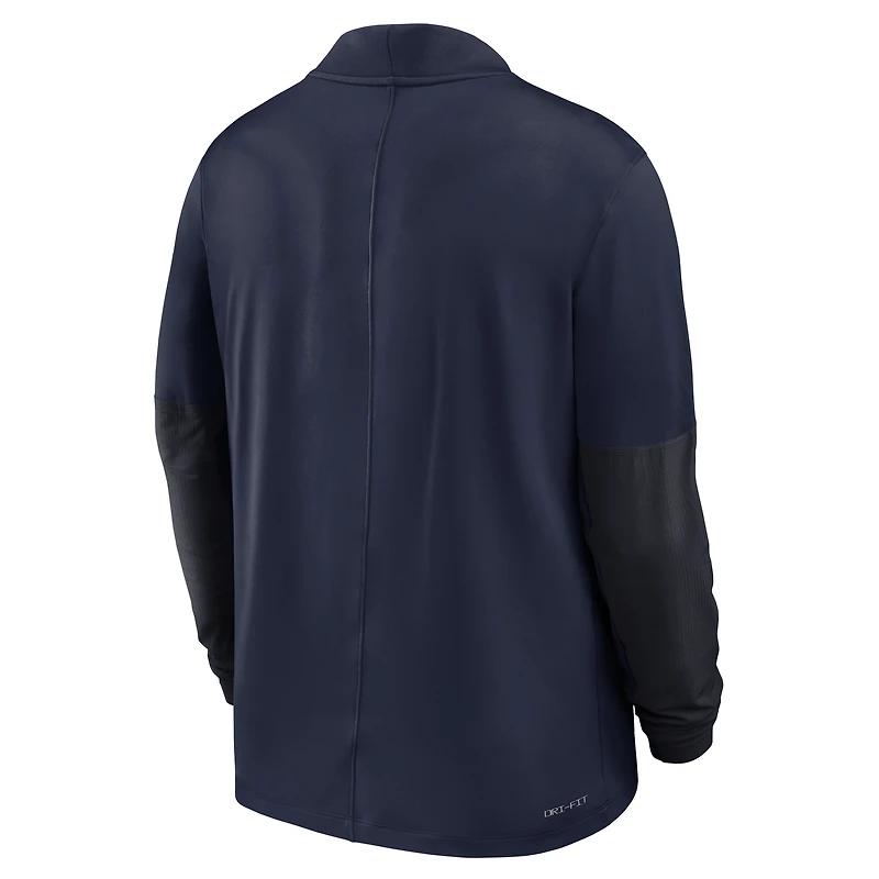 Pull Nike bleu marine West Virginia Mountaineers One Goal Performance à demi-zip pour homme