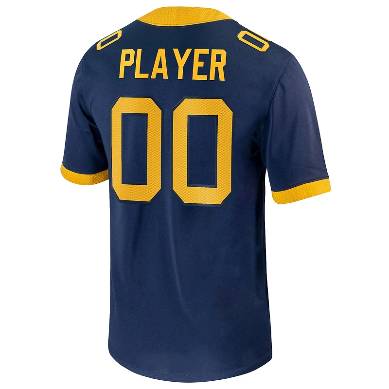 Maillot de football réplique Nike bleu marine West Virginia Mountaineers pour homme, avec personnalisation du joueur et nom joueur.