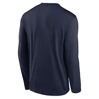 Men's Nike Navy West Virginia Mountaineers Primary Stack Legend Performance Long Sleeve T-Shirt