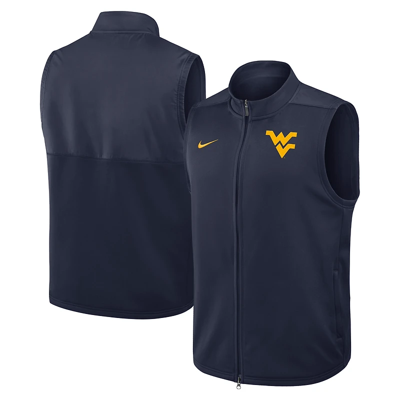 Gilet Nike bleu marine West Virginia Mountaineers Primetime Victory Performance à fermeture éclair intégrale pour homme