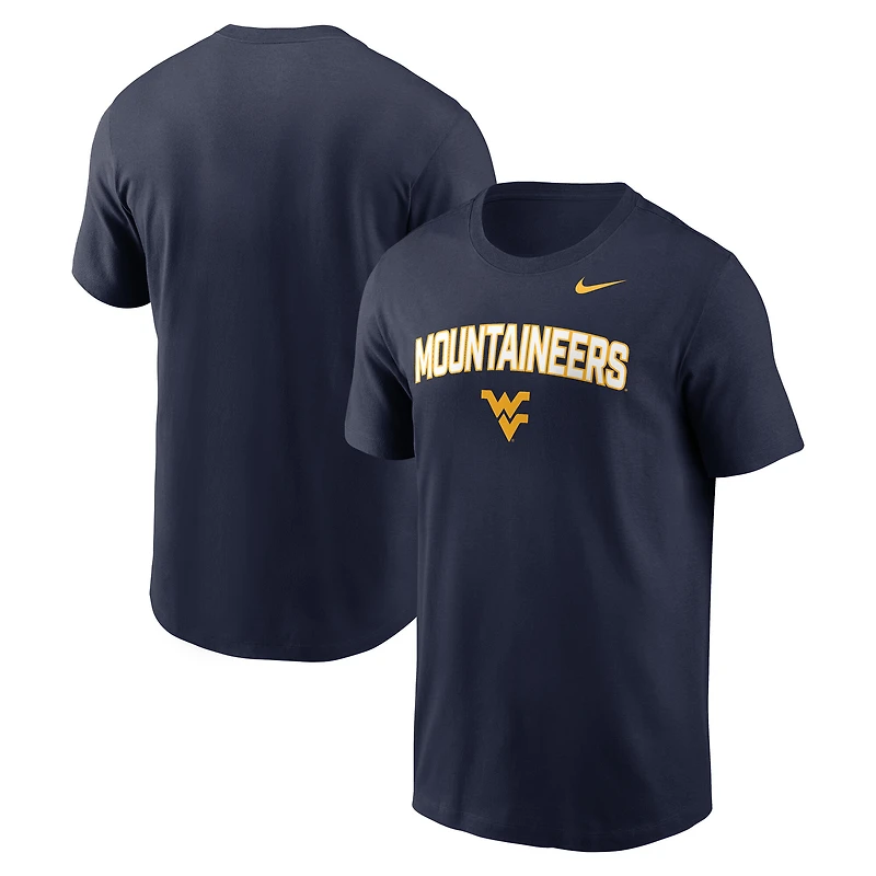 T-shirt Nike bleu marine West Virginia Mountaineers Primetime Arch Stack pour homme