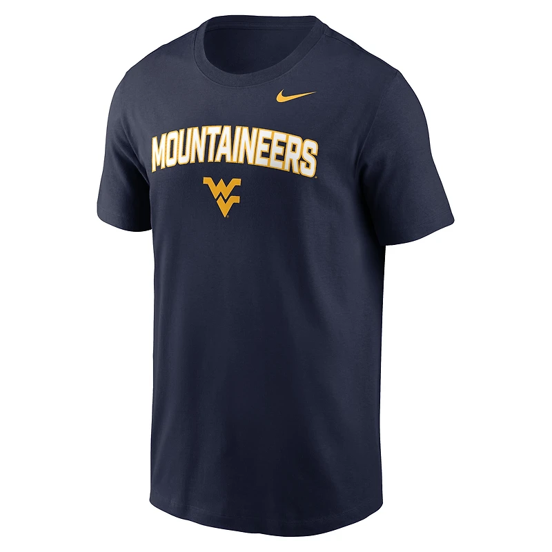 T-shirt Nike bleu marine West Virginia Mountaineers Primetime Arch Stack pour homme