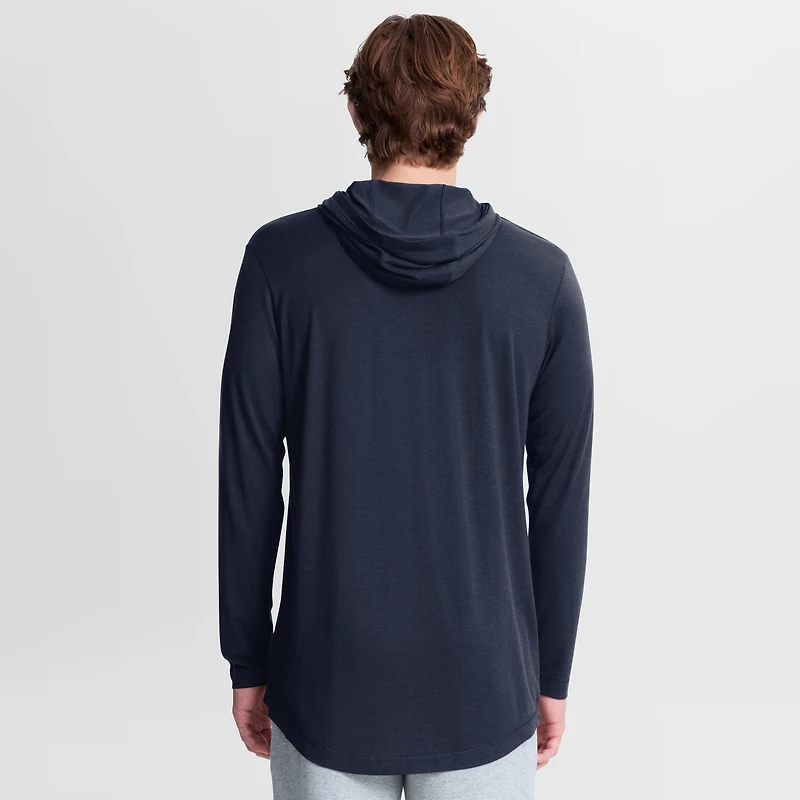 T-shirt à capuche manches longues Nike West Virginia Mountaineers Primetime Arch Tri-Blend Dri-FIT pour homme, bleu marine