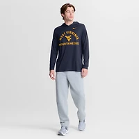 Men's Nike Navy West Virginia Mountaineers Primetime Arch Tri-Blend Dri-FIT Long Sleeve Hooded T-Shirt