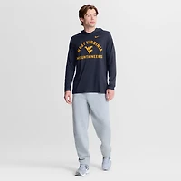 Men's Nike Navy West Virginia Mountaineers Primetime Arch Tri-Blend Dri-FIT Long Sleeve Hooded T-Shirt