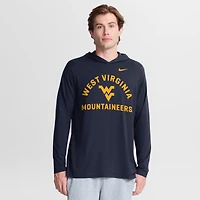 T-shirt à capuche manches longues Nike West Virginia Mountaineers Primetime Arch Tri-Blend Dri-FIT pour homme, bleu marine