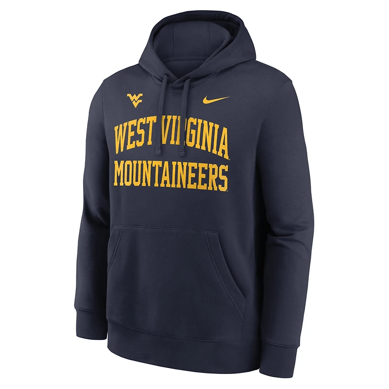 Men's Nike Navy West Virginia Mountaineers Primetime Arched Club Fleece Pullover Hoodie