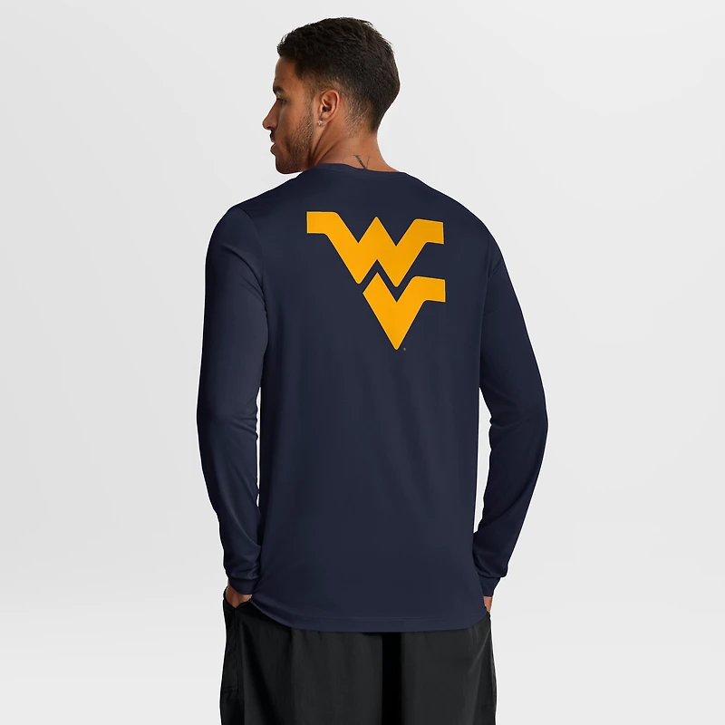 T-shirt à manches longues Nike Primetime Campus Legend Dri-FIT bleu marine pour homme des West Virginia Mountaineers