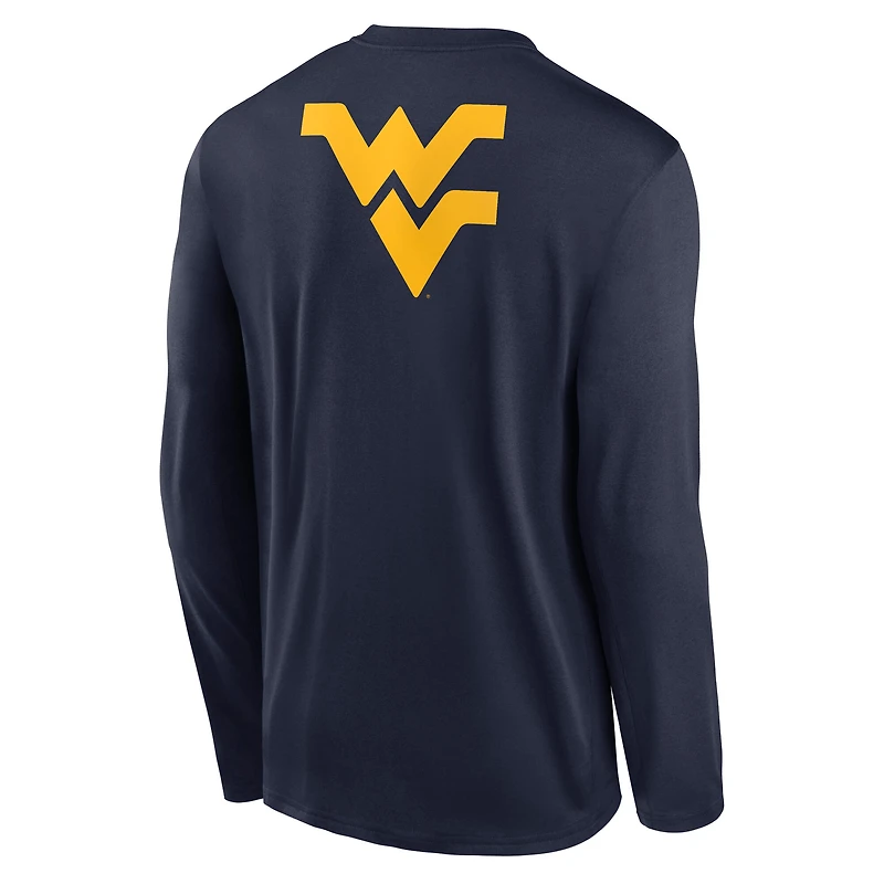 T-shirt à manches longues Nike Primetime Campus Legend Dri-FIT bleu marine pour homme des West Virginia Mountaineers