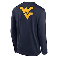 T-shirt à manches longues Nike Primetime Campus Legend Dri-FIT bleu marine pour homme des West Virginia Mountaineers