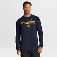 Men's Nike Navy West Virginia Mountaineers Primetime Campus 2-Hit Legend Dri-FIT Long Sleeve T-Shirt