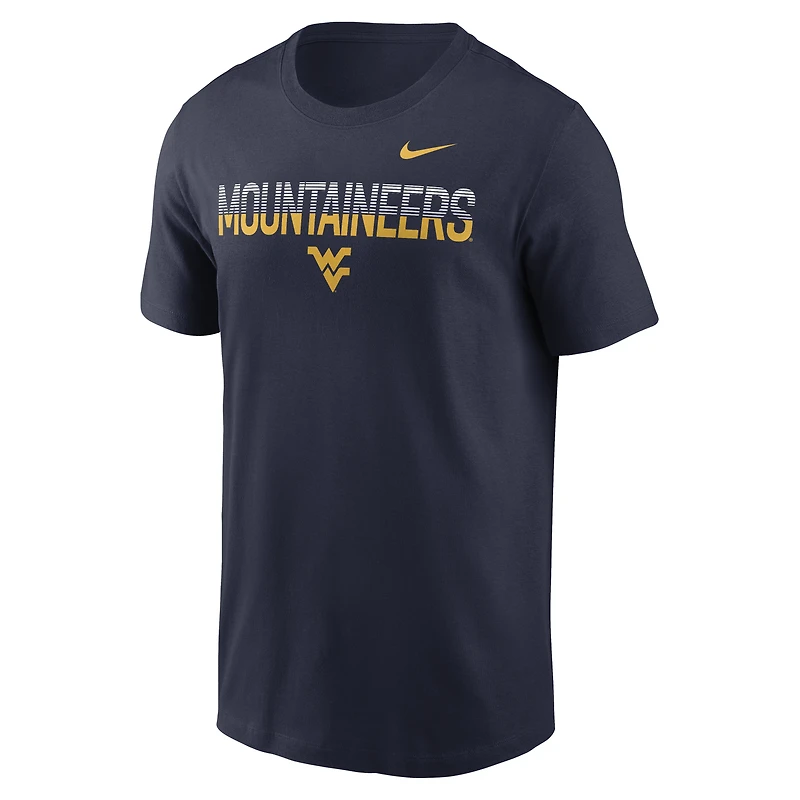 T-shirt Nike Primetime Kinetic bleu marine pour homme, West Virginia Mountaineers