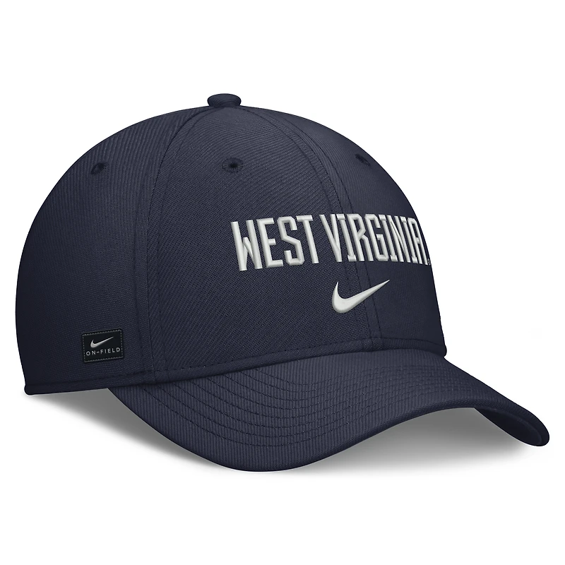 Casquette Nike bleu marine West Virginia Mountaineers Rise On-Field SwooshFlex Dri-FIT Flex pour homme