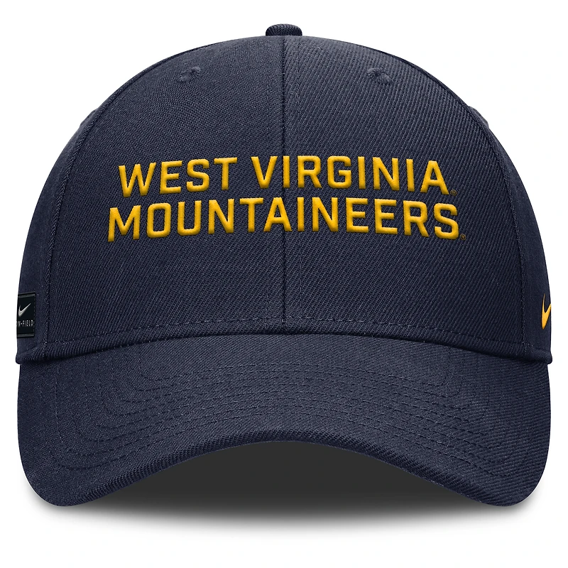 Casquette d'entraînement ajustable Nike bleu marine West Virginia Mountaineers Rise pour homme