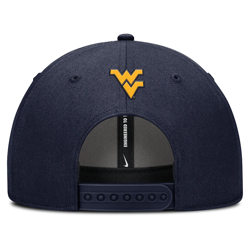 Casquette d'entraînement ajustable Nike bleu marine West Virginia Mountaineers Rise pour homme