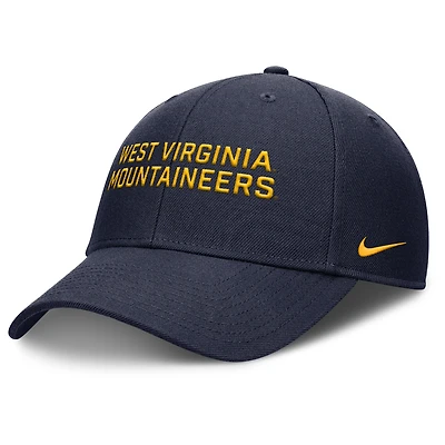 Casquette d'entraînement ajustable Nike bleu marine West Virginia Mountaineers Rise pour homme