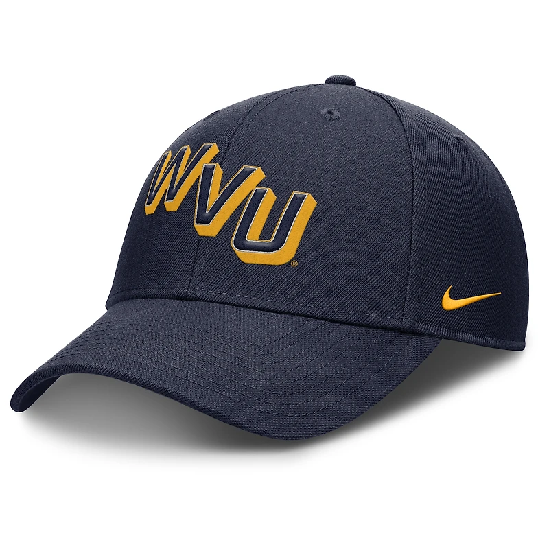 Casquette ajustable Nike bleu marine West Virginia Mountaineers Slanted Primetime Rise Performance pour homme