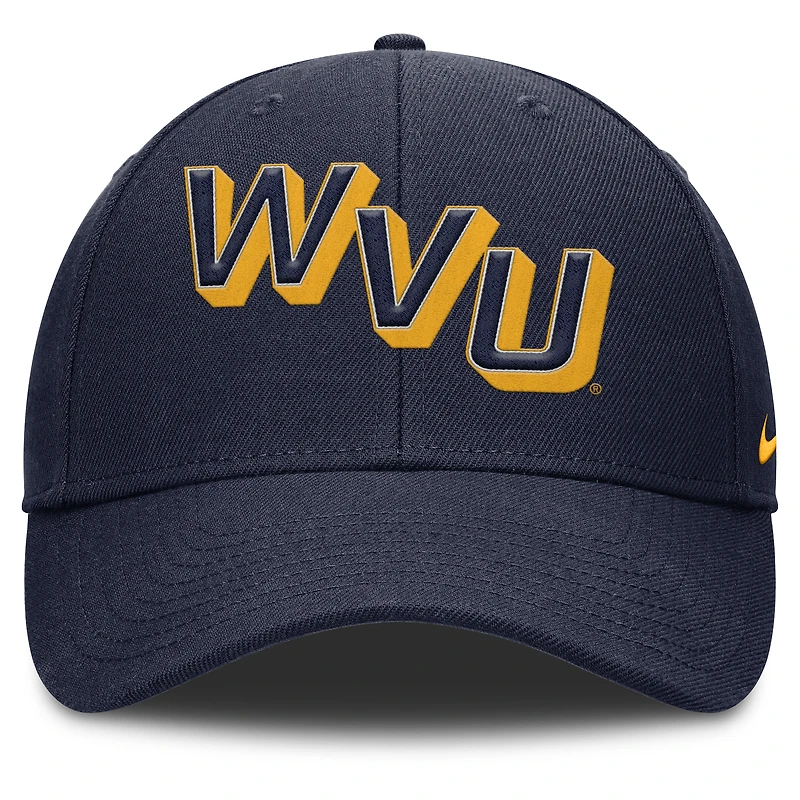 Casquette ajustable Nike bleu marine West Virginia Mountaineers Slanted Primetime Rise Performance pour homme