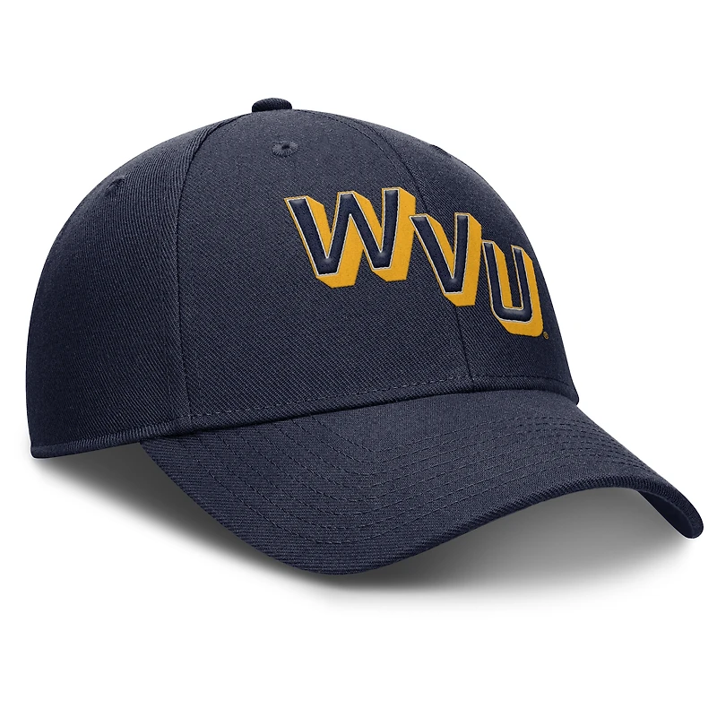 Men's Nike Navy West Virginia Mountaineers Slanted Primetime Rise Performance Adjustable Hat