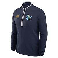 Pull Nike bleu marine West Virginia Mountaineers Throwback léger Victory Dri-FIT à demi-zip pour homme