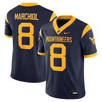 Men's Nike Nicco Marchiol Navy West Virginia Mountaineers Home  NIL Football Game Jersey