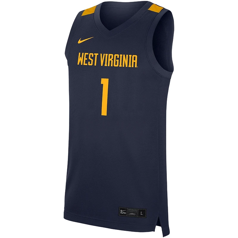Maillot Nike #1 bleu marine West Virginia Mountaineers Replica pour homme