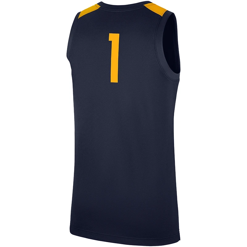 Maillot Nike #1 bleu marine West Virginia Mountaineers Replica pour homme