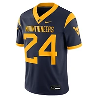 Maillot de match Nike #24 bleu marine des West Virginia Mountaineers pour homme
