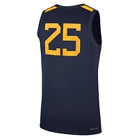 Men's Nike #25 Navy West Virginia Mountaineers Road Replica Basketball Jersey