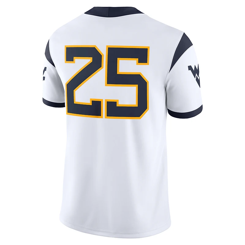 Men's Nike #25 White West Virginia Mountaineers Limited Away Game Jersey
