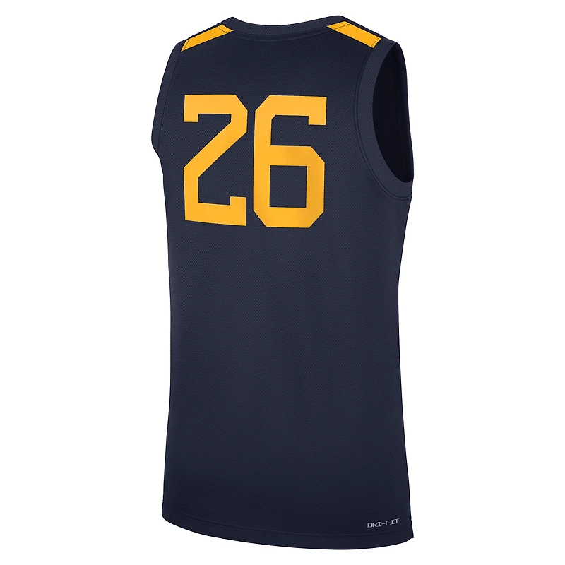 Maillot de basketball réplique Nike pour homme, n° 26, bleu marine, West Virginia Mountaineers, version route
