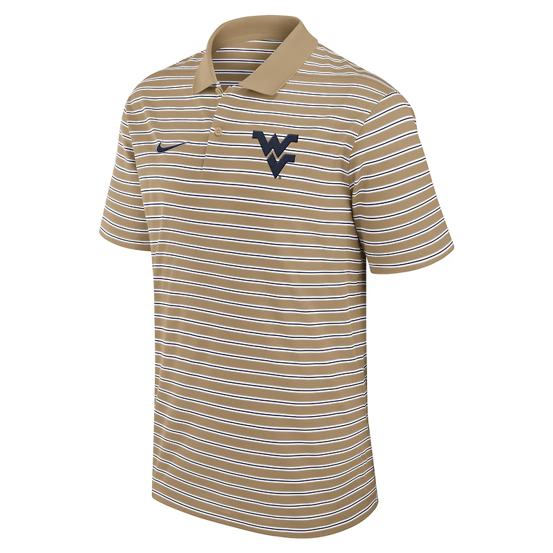 Men's Nike Tan West Virginia Mountaineers Athletic Prep Striped Dri-FIT Polo