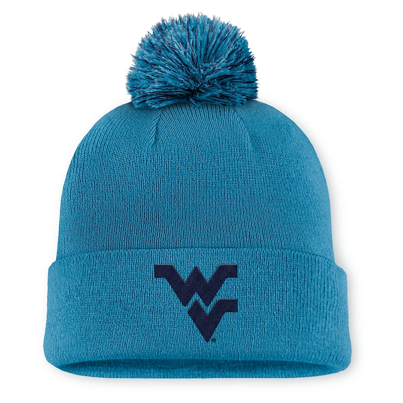 Bonnet en tricot à revers et pompon Nike Turquoise West Virginia Mountaineers Primetime Peak Campus pour homme