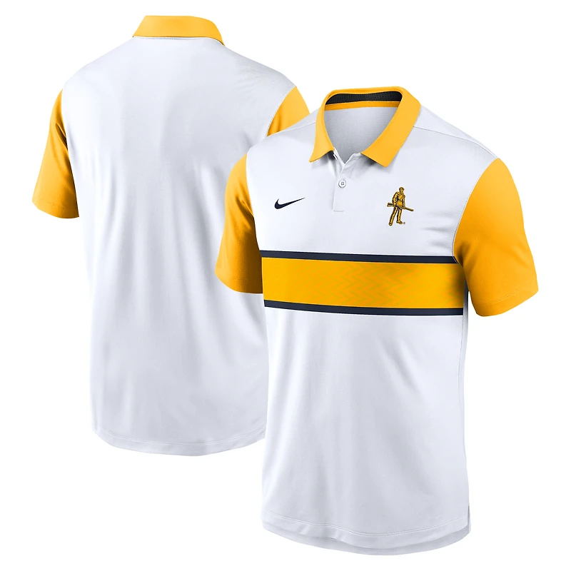 Polo Nike blanc/or pour homme West Virginia Mountaineers Athletic Prep Alt Logo Vapor Dri-FIT