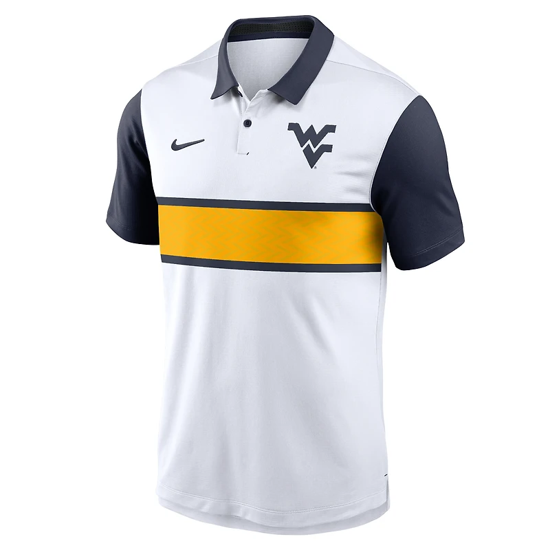 Men's Nike White/Navy West Virginia Mountaineers Primetime Campus Pattern Vapor Dri-FIT Polo